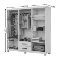 Roupeiro Áries Larg. 1.53m 6 Portas 2 Gavetas Branco - Foto 2