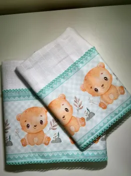   DUPLINHA BOCA+OMBRO C/BARRADO/Picueta -3 urso fundo verde tifany