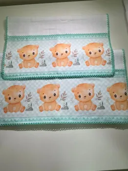   DUPLINHA BOCA+OMBRO C/BARRADO/Picueta -3 urso fundo verde tifany - Foto 2