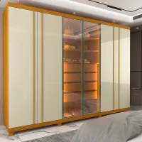 Roupeiro Absolut New 6P sendo 2P Reflecta com LED e Pes Castanho.Off white Gelius - Foto 3