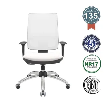 Poltrona Presidente Brizza Tela Mecanismo Relax com Base Cromada e Braços Reguláveis 