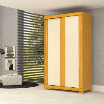 Roupeiro Recife 4 Portas 2 Gavetas Larg. 1.21m Cinamomo/Off White Sallêto