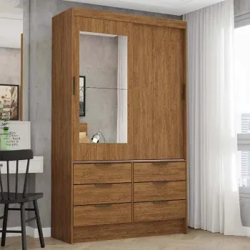 Roupeiro 2 portas Sevilha c/ espelho Larg. 1.08m Cinamomo Carioca