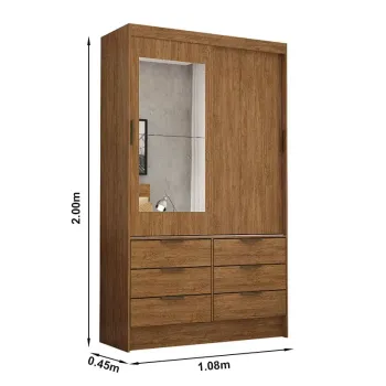 Roupeiro 2 portas Sevilha c/ espelho Larg. 1.08m Cinamomo Carioca - Foto 2