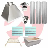 Kit Churrasqueira de Vidro a Carvão Braseiro Cooktop 65cm Média com 3 Tubos Coifa e Grelha Moeda Inox - Foto 3