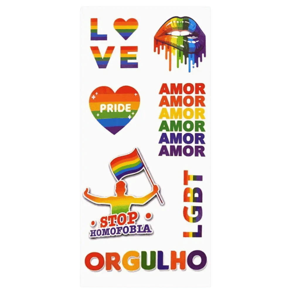 Cartela Tatuagem Temporária  Orgulho 19x9cm Imagem