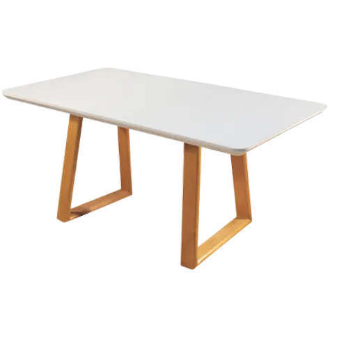 Mesa Ipanema 160 Imbuia Natural/Vidro Off White – MARKA MÓVEIS Imagem