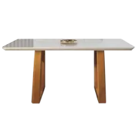 Mesa Ipanema 160 Imbuia Natural/Vidro Off White – MARKA MÓVEIS - Foto 2