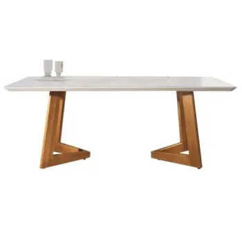 Mesa Vitória 160 Imbuia Natural/Vidro Off White – MARKA MÓVEIS