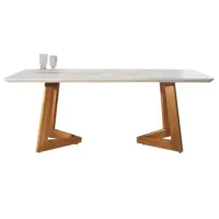 Mesa Vitória 160 Imbuia Natural/Vidro Off White – MARKA MÓVEIS