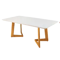 Mesa Vitória 160 Imbuia Natural/Vidro Off White – MARKA MÓVEIS - Foto 2