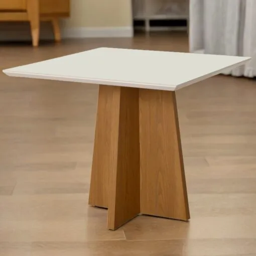 Mesa Dasala 120 Canto Reto Imbuia Mel/Off White – CARVALHO DECOR Imagem