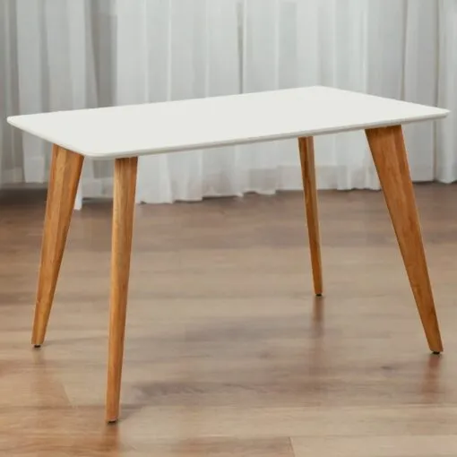 Mesa Slim 120 Canto Reto Imbuia Mel/Off White – CARVALHO DECOR Imagem