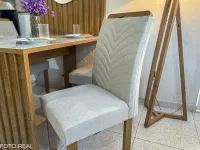 Mesa Jantar Cancun 120×90 C/Espelho 4 Cadeiras Linho Bege 178 Cel Móveis - Foto 4