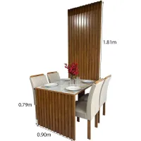 Mesa Jantar Cancun 120×90 C/Espelho 4 Cadeiras Linho Bege 178 Cel Móveis - Foto 6
