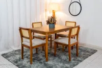 Mesa de Jantar Alegra Tampo Cinamomo 120×80 4 Cadeiras Jade Linho Bege 29011 JCM Madeira Maciça - Foto 3