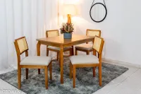 Mesa de Jantar Alegra Tampo Cinamomo 120×80 4 Cadeiras Jade Linho Bege 29011 JCM Madeira Maciça - Foto 5