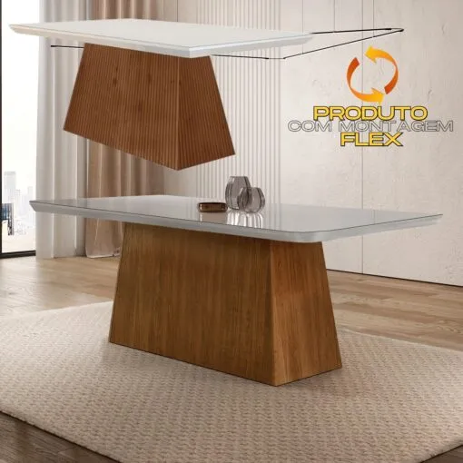 Mesa Luna 180 Canto Copo Imbuia/Ripado/Off White – RUFATO Imagem