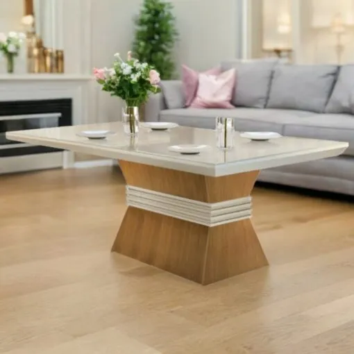 Mesa Ágata Canto Reto 180 Imbuia/Off White – RUFATO Imagem