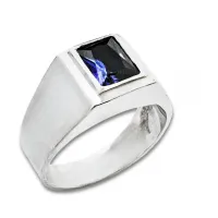 Anel masculino com pedra azul - AN460