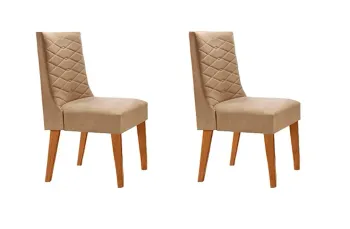 Kit com 2 Cadeiras Dafne Imbuia Tecido Linho Turim 07 Rufato