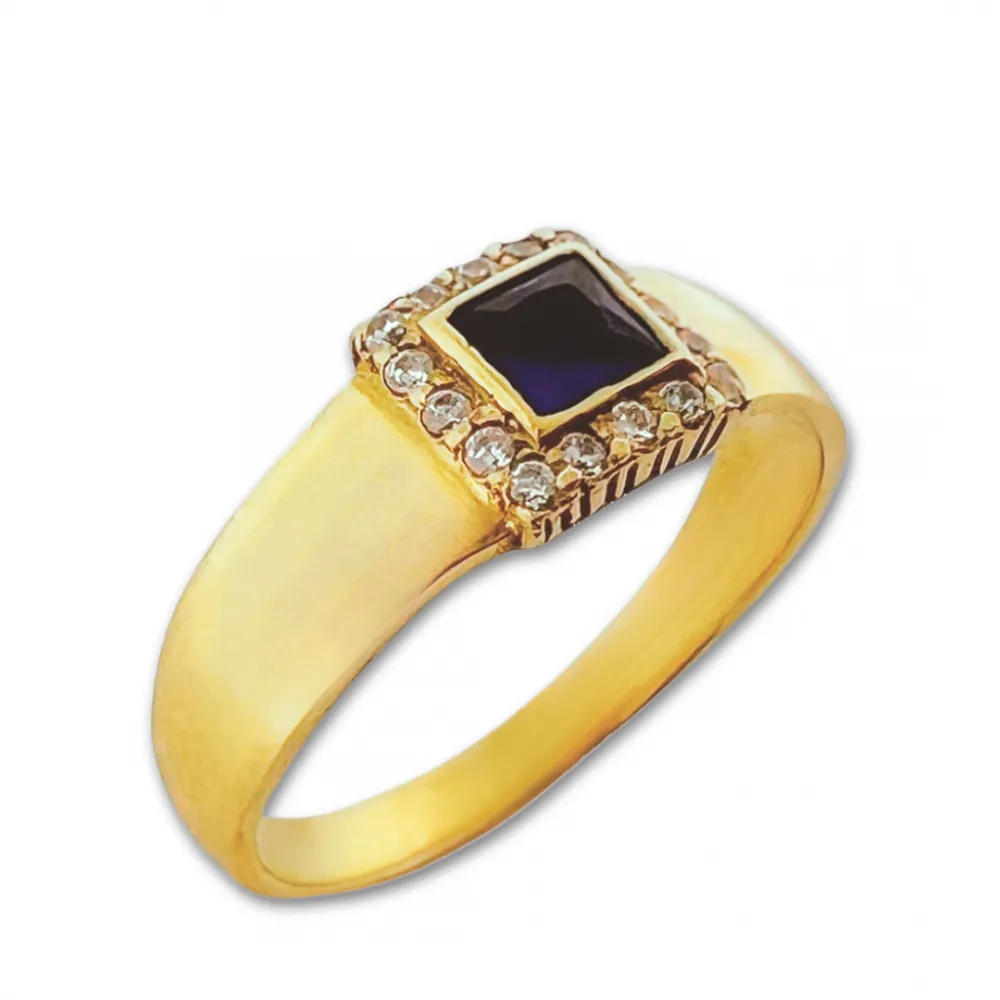 Anel de formatura de prata com banho de ouro 18k  - AN400