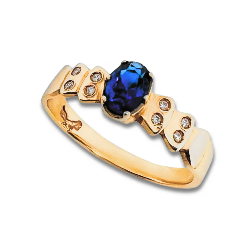 Anel de formatura de prata com banho de ouro 18k   - AN315 Imagem