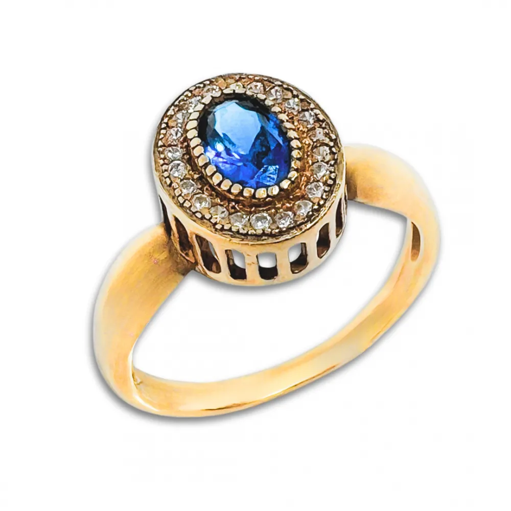 Anel de formatura de prata com banho de ouro 18k - AN350 Imagem