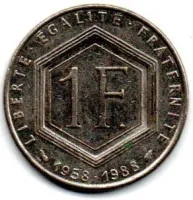 França - 1988 - 1 Franc - Comemorativa - Charles de Gaulle