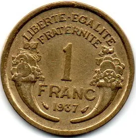 França - 1937 - 1 Franc Imagem