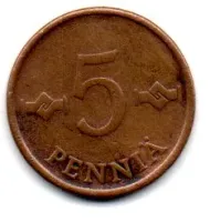 Finlândia - 1963 - 5 Pennia - Foto 2