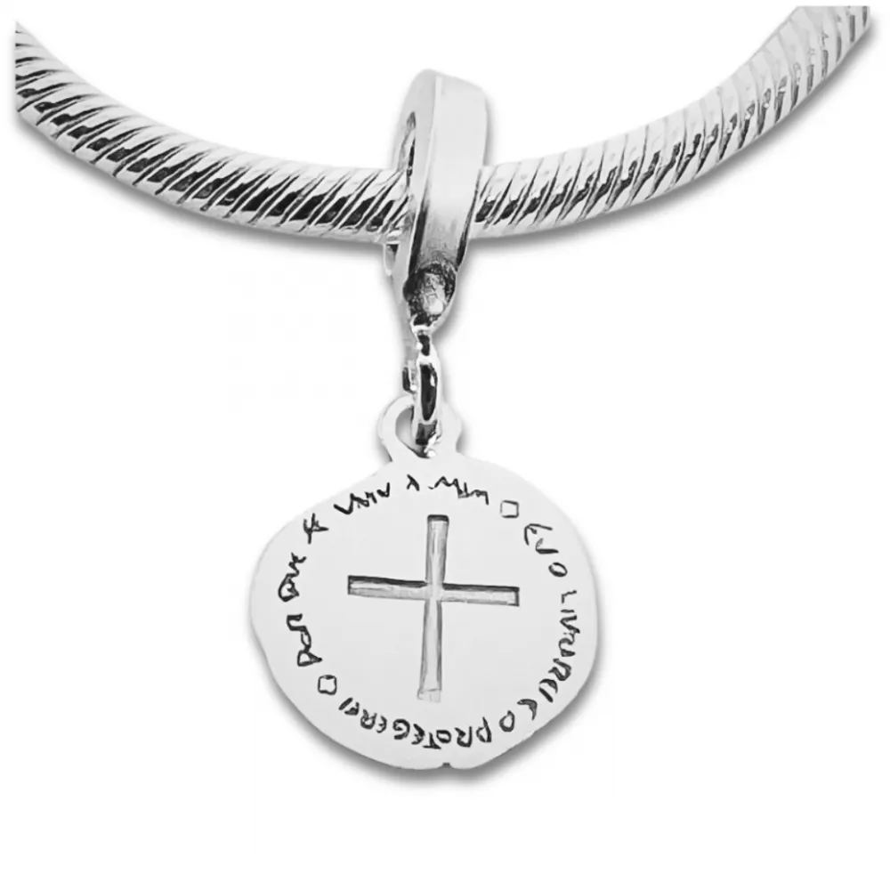 Berloque de prata 950 - Medalha das Duas Cruzes - BER033