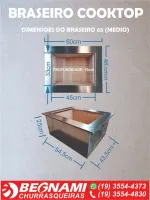 Kit Churrasqueira de Vidro a Carvão Braseiro Cooktop 65cm Média com 2 Tubos Coifa e Grelha Moeda - Foto 4