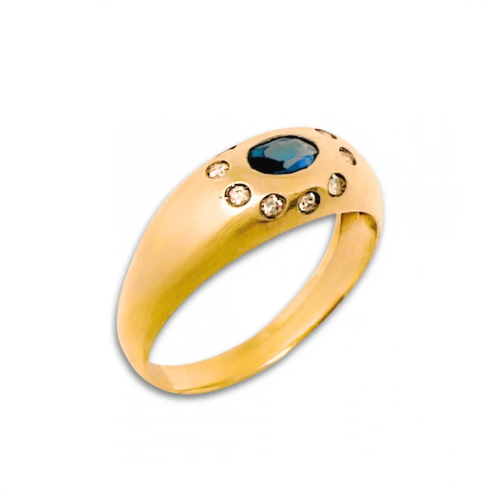 Anel de formatura de prata com banho de ouro 18k - AN345