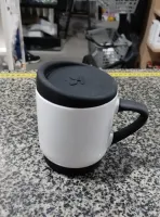 CANECA CERAMICA BRANCA ALÇA SFT BASE TAMPA SILICONE COLORIDA 350ML - Foto 2