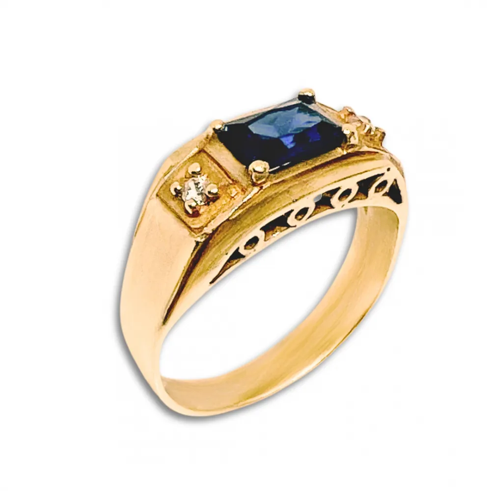 Anel de formatura prata com banho de ouro 18k - AN380 Imagem