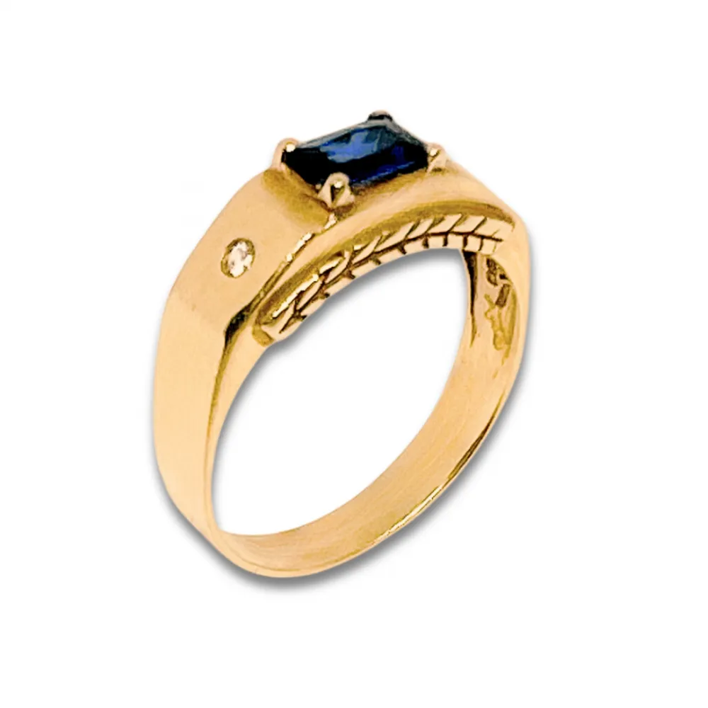 Anel de formatura prata com banho de ouro 18k - AN210 Imagem