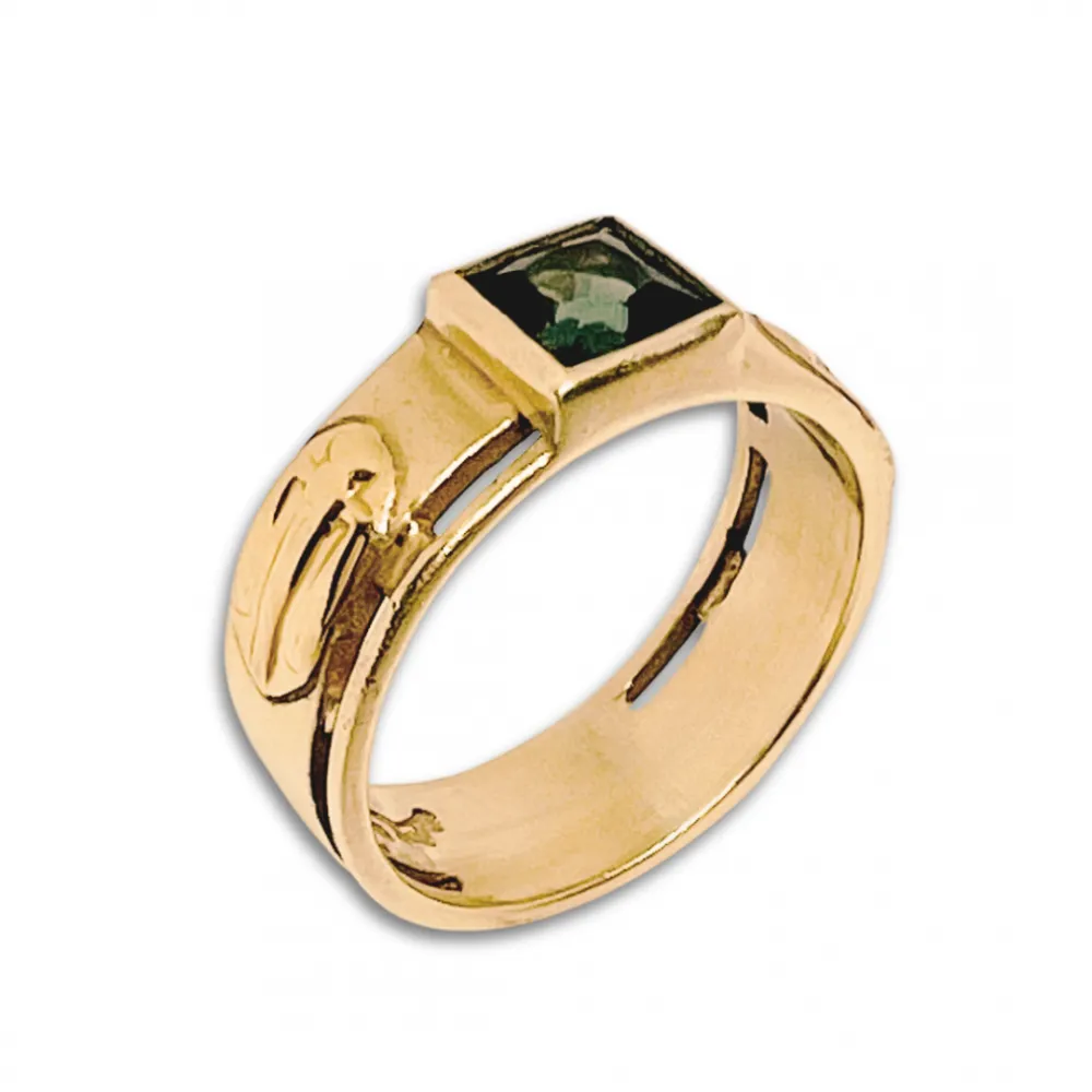 Anel de formatura de prata com banho de ouro 18k - AN057 Imagem