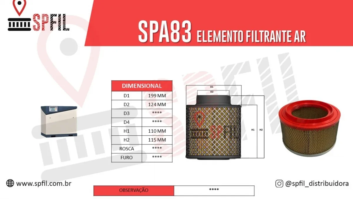 ELEMENTO FILTRANTE AR SPA83