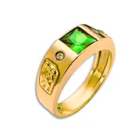 Anel de formatura prata 950 com banho de ouro  - AN025