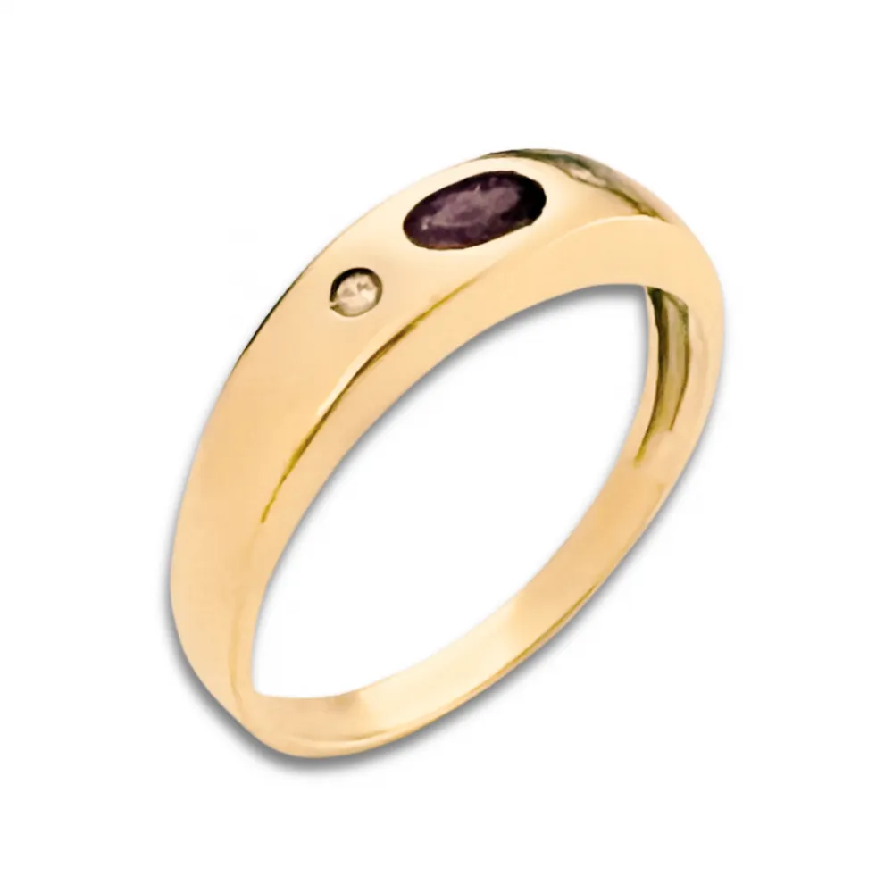 Anel de formatura de prata om banho de ouro 18k - AN220 Imagem