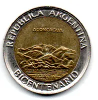 Argentina - 2010 - 1 Peso - Comemorativa Bicentenario - Aconcagua