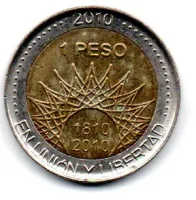 Argentina - 2010 - 1 Peso - Comemorativa Bicentenario - Aconcagua - Foto 2