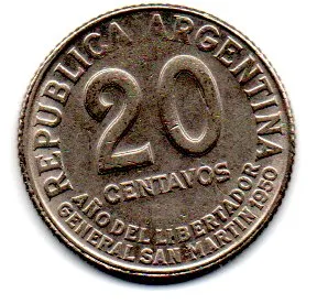 Argentina - 1950 - 20 Centavos - Comemorativa General San Martin