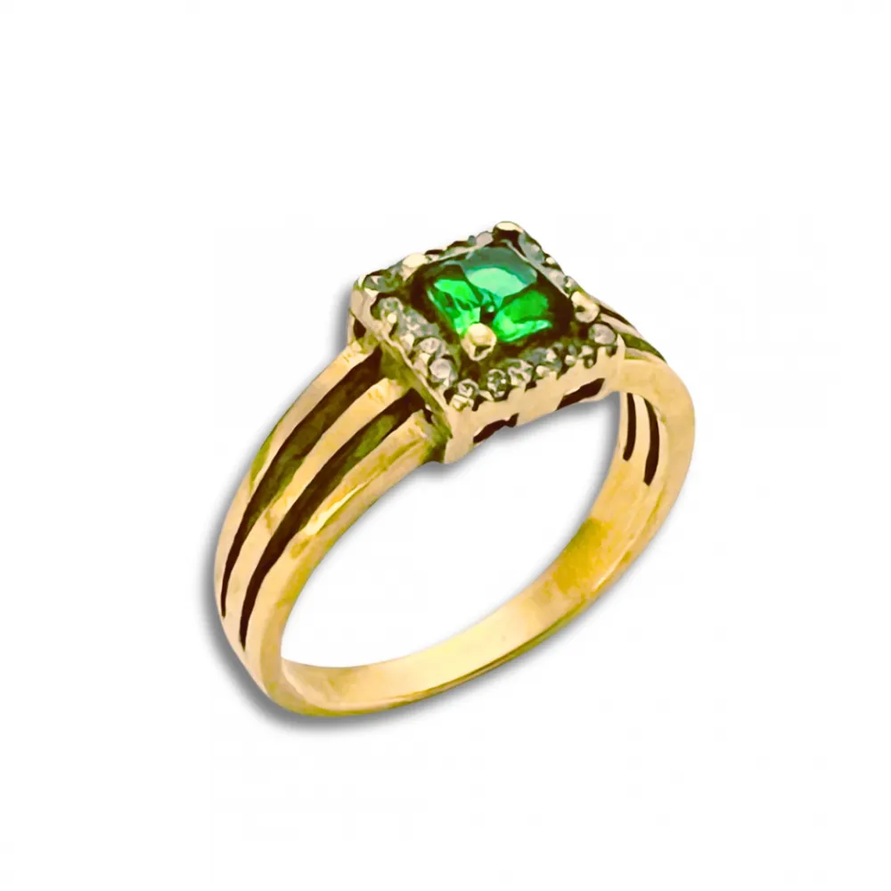 Anel de formatura prata 950 com banho de ouro  - AN411