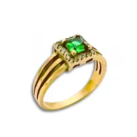 Anel de formatura prata 950 com banho de ouro  - AN411