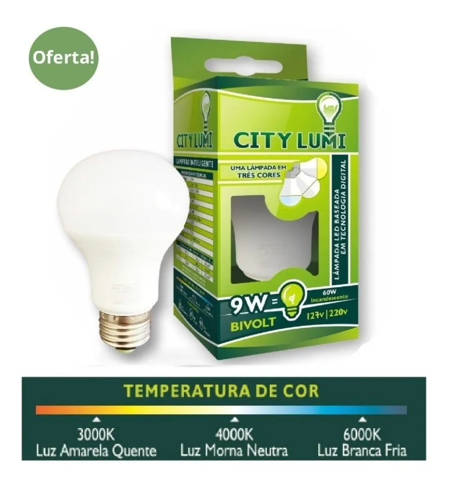 Lâmpada Bulbo Led 9w - 3 Cores Imagem