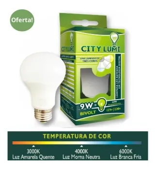 Lâmpada Bulbo Led 9w - 3 Cores