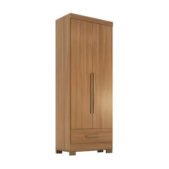 Roupeiro Solteiro Smart Plus 2 Portas 1 Gaveta Larg. 0.85m (GR2123) Cinamomo Com Pés Rodial Móveis