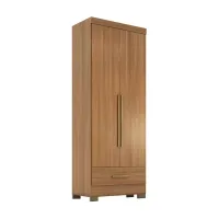 Roupeiro Solteiro Smart Plus 2 Portas 1 Gaveta Larg. 0.85m (GR2123) Cinamomo Com Pés Rodial Móveis